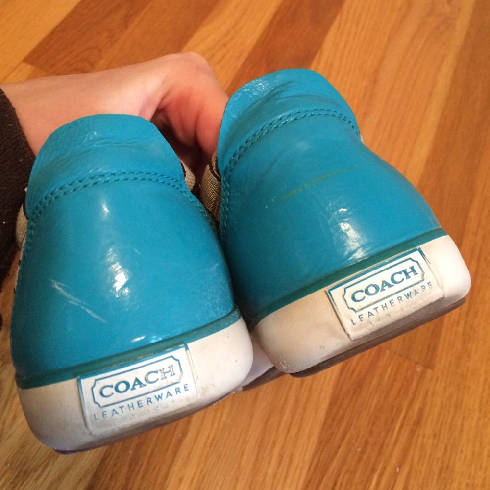 Coach Sneakers in Signature Brown & Teal ** EUC ** - Picture 3 of 4